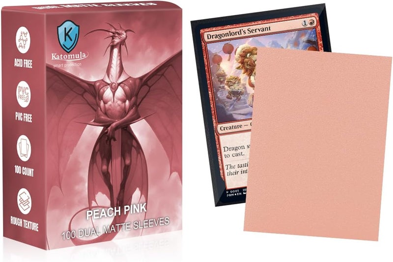 Katomula Peach Pink Dual Matte Card Sleeves, Card Sleeves for MTG, Standard Card Sleeve for MTG, PKM, Flesh & Blood - Image 1